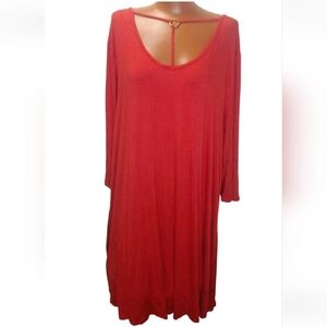 Want And Need Strappy Tunic A-line Dress Woman Plus 3X Red Jersey Stretchy Nwt